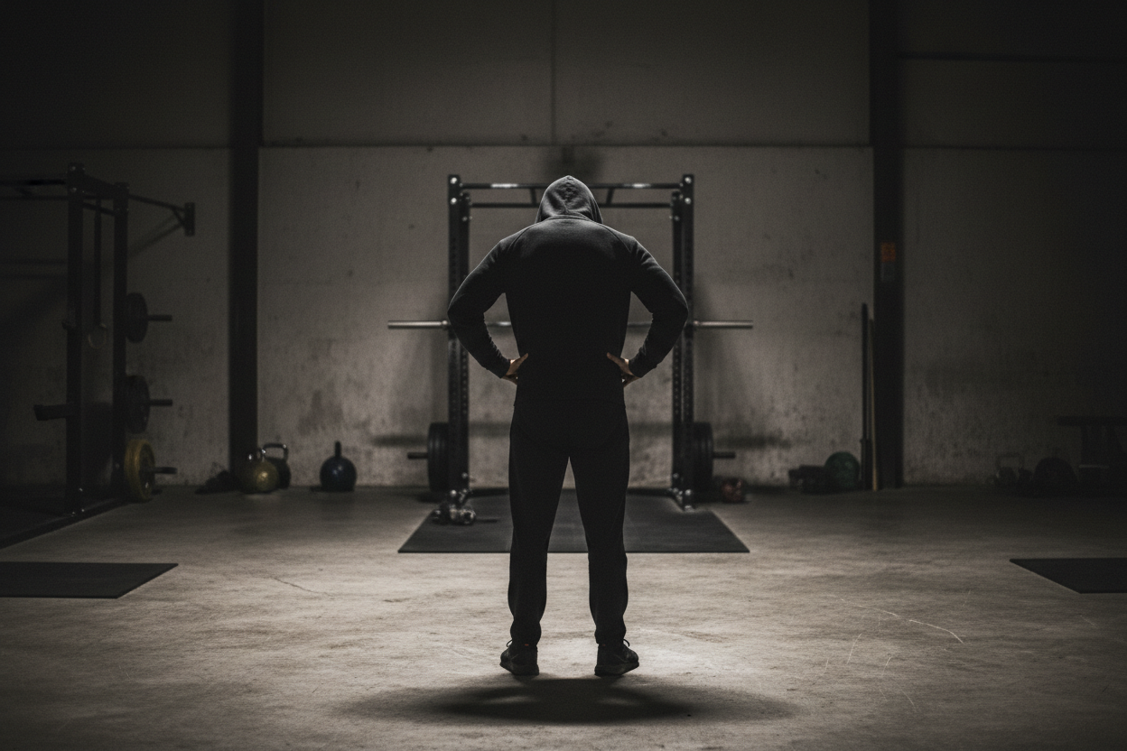 have him facing away from the camera, and in a black outfit hood up