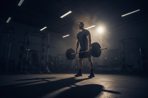 person working out in a dark gym